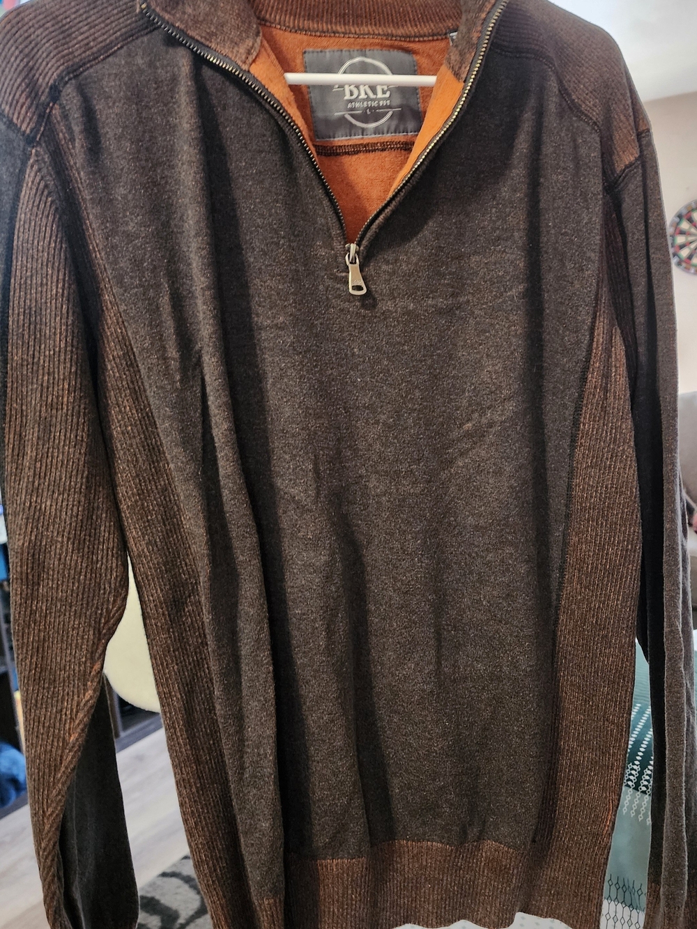 BKE Men's Brown Zip-Up Pullover Sweater Sz Lrg